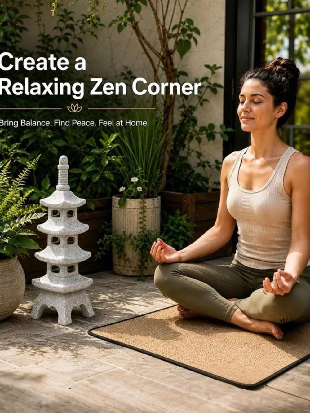15.7-Inch Solar Pagoda Garden Statue | Weatherproof Zen Decor for Patio & Yard